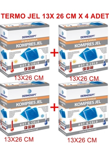 Dermosept Sıcak Soğuk Termo Jel Kompres Buz Jel Termojel 4'lü 13 x 26 CM