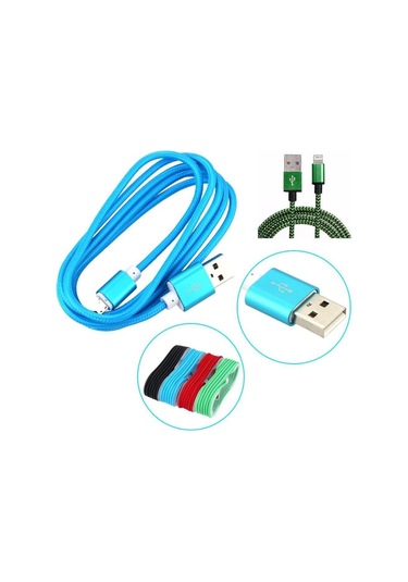 1.5 Metrelik Örgü Şeklinde  İphone Uyumlu İpad Uyumlu Uyumlu Data Şarj Kablosu 5131