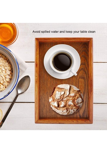 Servis Tepsisi, Dikdörtgen Ahşap Çay Tepsisi Otel Ev Mutfak Tepsileri Atıştırmalık Tepsisi Kahvaltı Tepsisi Gıda Saklama Kabı 22 15cm