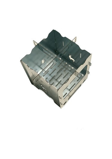 Paslanmaz Ateş Kutusu, Firebox, Katlanır Mini Soba, Kamp Sobası Açık Gri