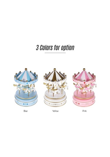 Novahub Döner Atlı Karusel Müzik Kutusu - Klasik Melodi İle Çocuklar İçin Eğlenceli Hediye Mavi, Kırmızı Mavi