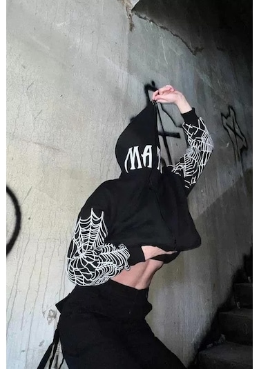 Nnstartshopping Bape Spider Baskılı Oversize Hırka - Siyah Siyah