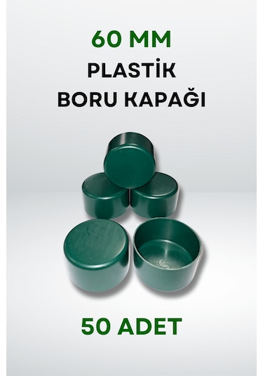 Plastik Boru Kapağı 60 Mm 50 Adet - Yeşil