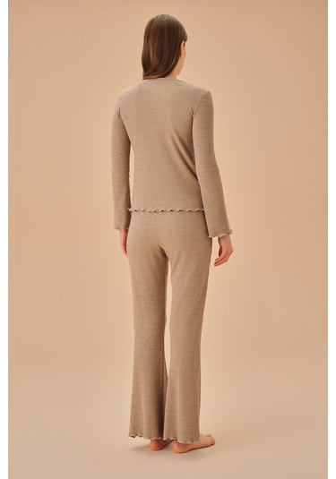 Suwen Dora Pijama Takımı Sh25199660874 Kahverengili Kahverengi