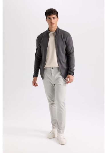 DeFacto Yazlık Gabardin Chino Kanvas Pantolon Slim Fit Dar Kesim Dar Paça Cepli B2089AX25SPGR296