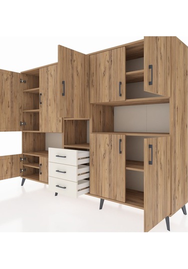 Hyperion Dolap 13 Raflı 3 Çekmeceli 9 Kapaklı 220x44x163 Çam-çam/ Çam-çam/aytaşı