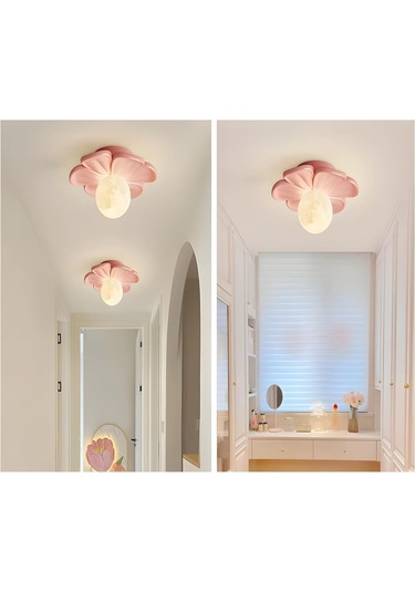 Modern Reçine Çiçeği Küçük Tavan Işık Yeşil Gömme Tavan Lambası, Pembe Diğer