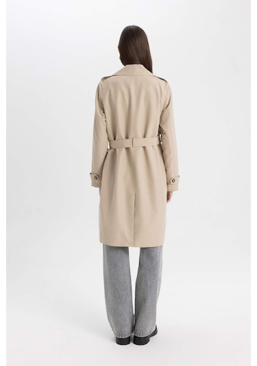 DeFacto Su İtici Mevsimlik Trençkot Kruvaze Yaka Düğmeli Cepli Kemerli Apoletli A0593AX24AUBN425 DeFacto Su İtici Mevsimlik Trençkot Kruvaze Yaka Düğmeli Cepli Kemerli Apoletli A0593AX24AUBN425