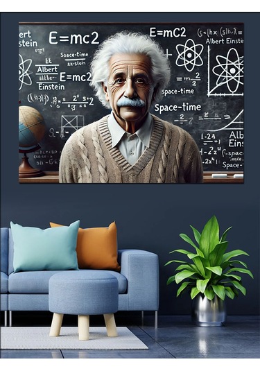 Grafiti Einstein Portresi Dekoratif Kanvas - Mdf Ahşap Tablo