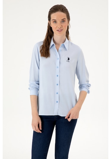 U.s. Polo Assn. Kadın Açık Mavi Gömlek Desenli 50316429-vr003 Acık Mavı