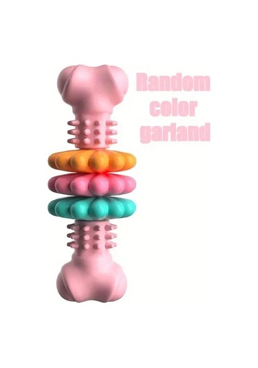 Elmpaly Süper Dayanıklı Pembe Kemik Köpek Diş Oyuncağı, Güçlü Çiğneyenler İçin