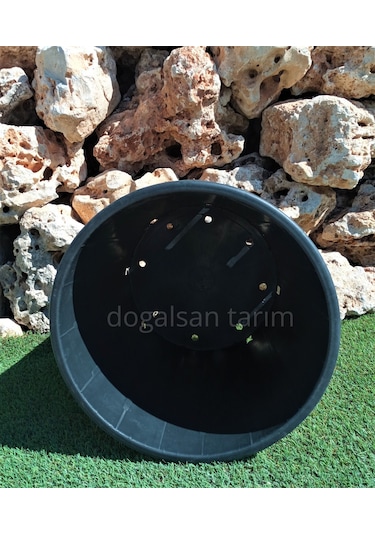 3 Adet 45 Lt Siyah Yuvarlak Üretim Saksı Fide Saksı Çiçek Saksı