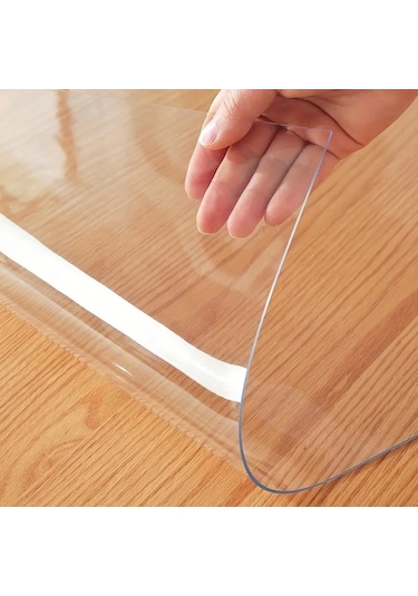 2 Mm Şeffaf Pvc Masa Örtüsü Kristal Netlikte Masa Koruyucu Şeffaf