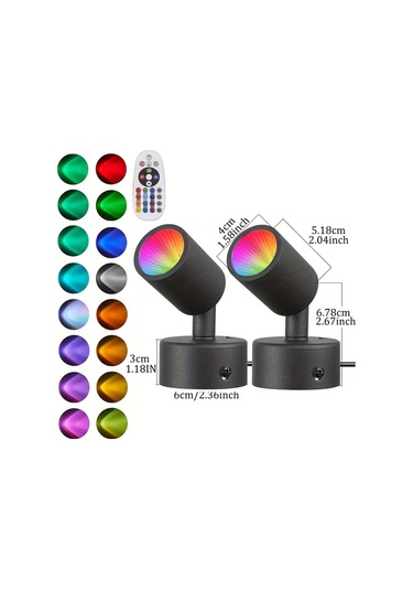 Xuweiwei 2 Paket Siyah S Rgbw Renk Degistiren Led Nokta Isiklari Uzaktan Kumandalı 16 Milyon Renk Usb Guclu Ayarlanabilir Braket Ev Dekoratif Aydinlatma Siyah-s