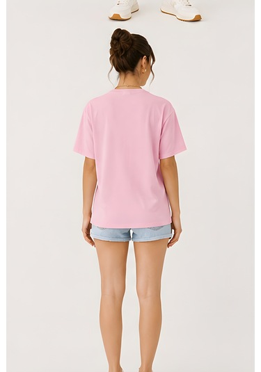 Lili Woman Kadın California Bear Baskılı Oversize T-shirt E.2686 Pembe