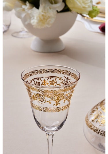 Karaca Royal Bone Victoria 25 Parça Bardak Kadeh Ve Karaf Seti Gold Gold