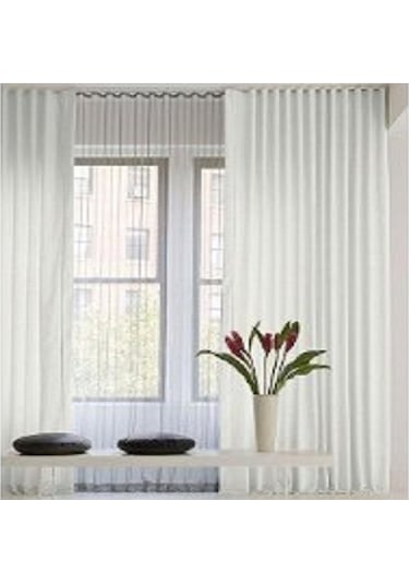 Taç Saten Güneşlik Perde - En:300 Cm Pencere Yatay Ölçüsü Beyaz