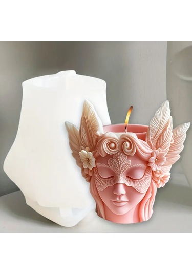 Maskeli Kız Tasarım Mum Vanilya Kokulu