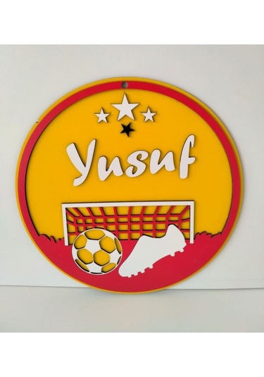Kapı Süsü Yuvarlak Ahşap Sarı - Kırmızı