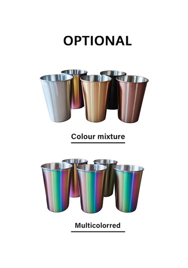 Mufunye 5'li Paslanmaz Çelik Bardak Seti - 500ml, Renkli, Taşınabilir, Her Yerde Kullanım İçin Çok Renkli