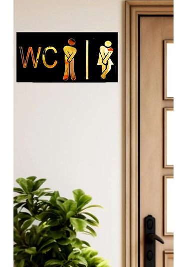 Tuvalet Wc Tabelası Gold-siyah Pleksi 30x15 Cm Numa Concept