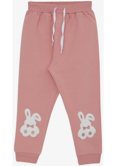 Breeze Kız Çocuk Eşofman Altı Tavşancık Nakışlı 1-4 Yaş, Gülkurusu-gülkurusu Gülkurusu