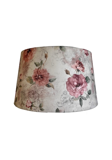 Masif Torna Ayak,Pembe Çiçekli Lambader,Abajur,Köşe Aydınlatması