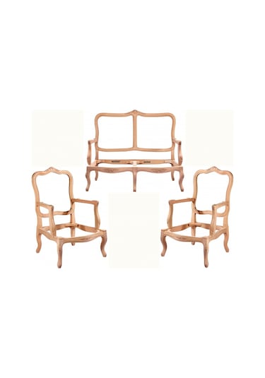 Masifart Aure İtalyan Oymalı Çay Takımı Cilasız Ham Diğer