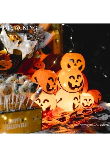 Szypzstore Spend Your Mind Halloween Balkabağı Fener Parti Mekan Atmosfer Düzeni Sahne Yüz Buruşturma Küçük Süsleme Halloween Dekorasyon Balkabağı Lamba O8txdr Turuncu