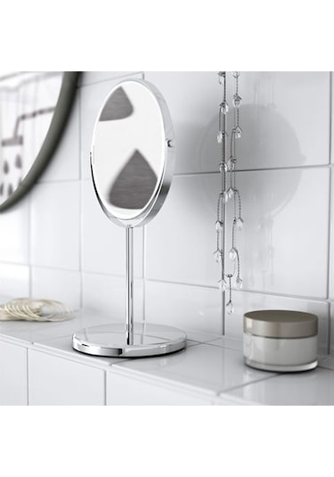 Ayaklı Bir Tarafı Büyüteçli Banyo Tıraş Makyaj Aynası