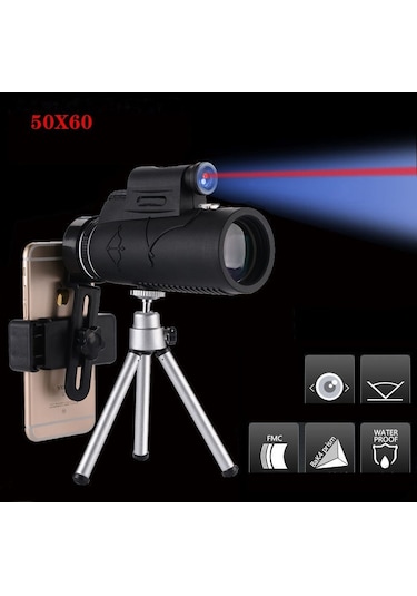 DailyLink Telefon Tutuculu 50X60 Zoom Monoküler Teleskop Dürbün Tripod Siyah