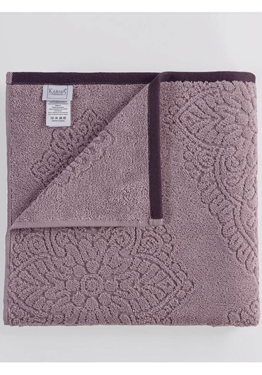 Pamuk Tekli Havlu Jakarlı Karna Premıum Vance - 70 X 140 Pudra