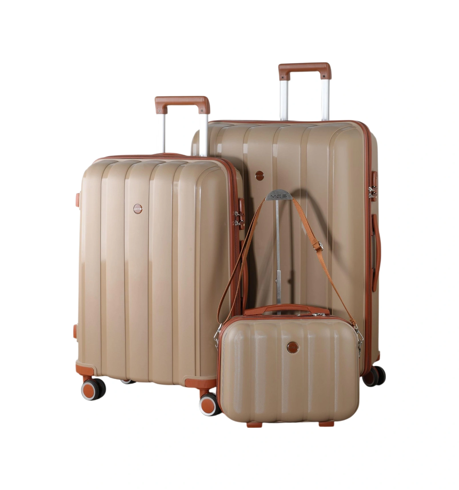 Mçs Polipropilen 3lü Valiz Seti Büyük & Orta & Makyaj V305 S21yy1000078-set 10584 Şampanya/kahve