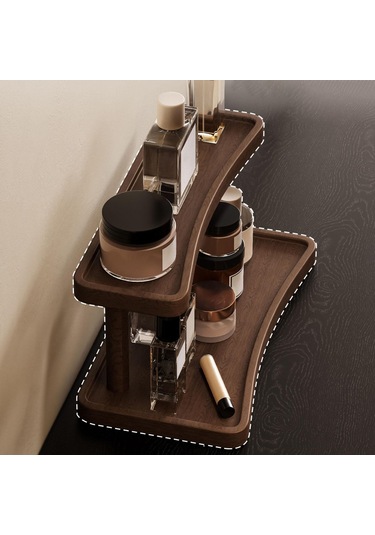 Homyl Ahşap Yükseltici Sergileme Rafı Düzenleyici 2 Katmanlı Kahverengi