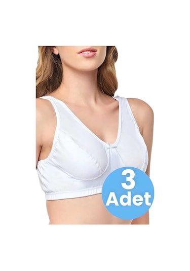 Tezzgelsin Kadın Pamuklu Penye Yarım Atlet 3 Adet Beyaz