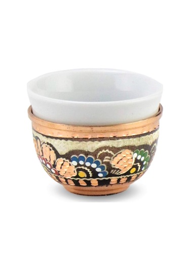 Gül Çiçek Bakır Mırra Kahve Takımı