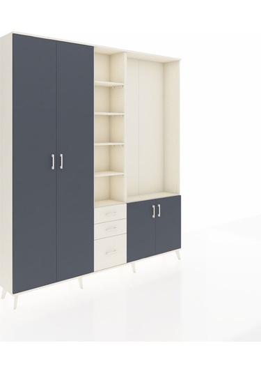 Arges Dolap 13 Raflı 3 Çekmeceli 4 Kapaklı 220x30x243 Aytaşı-antrasit/aytaşı Antrasıt/aytası