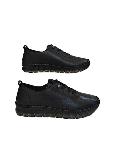 Voyager 9050 Siyah Hakiki Deri Şeffaf Taban Bayan Ayakkabı Siyah