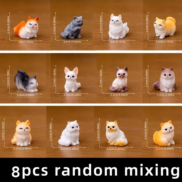 Trendooze Sevimli Yavru Kedi Figür 8 Adet, Masaüstü Bahçe Dekor, Sunshine022