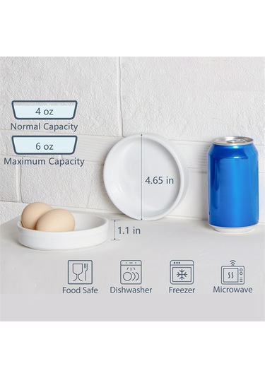 Ramekinler 4 Oz, Creme Brulee Ramekinler Fırına Uygun Seramik Sığ 6'lı Paket Beyaz