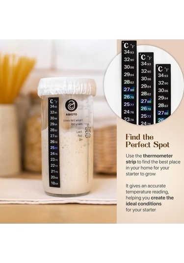 Trendooze Ekşi Hamur Mayası - 1000ml Cam Kavanoz, Termometreli, Kazıyıcılı, Kumaş Kapaklı