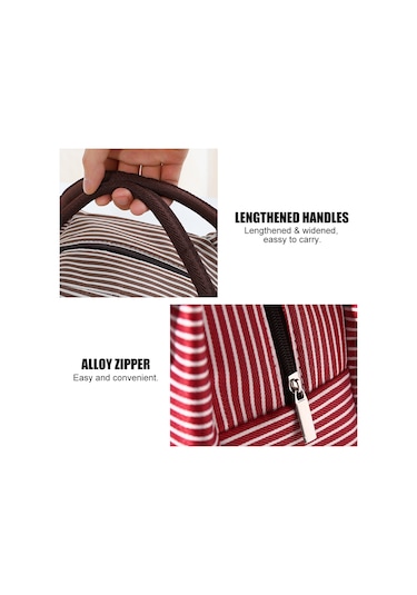 Skycity Pembe Çizgili Isı Yalıtımlı Öğle Yemeği Çantası - Oxford Kumaş + Alüminyum Folyo, 23x16x15 Cm, Hafif Taşınabilir, Büyük Kapasite Çok Renkli
