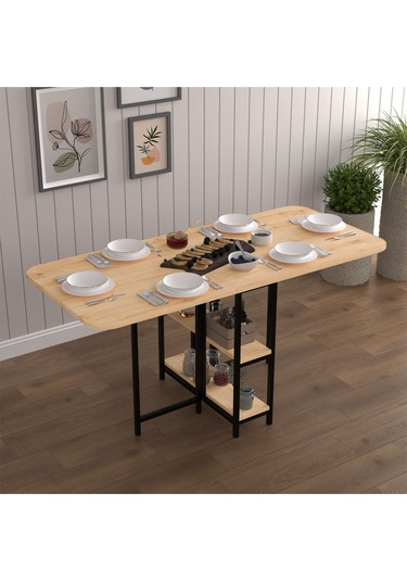 Metal Ayaklı Katlanır Mutfak Masası Km-31 Safir Meşe Safir Meşe