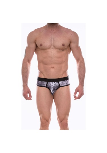 Erkek Yazılı Slip Gri Melanj