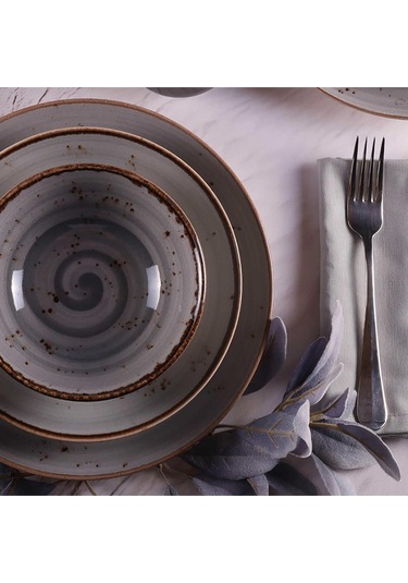 Tulü Porselen Deniz Reactive 67 Gri 24 Parça Yemek Takımı