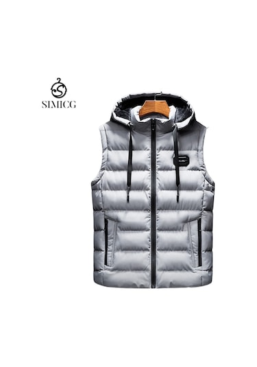 Yeni Dar Kesim, Kalınlaştırılmış, Sıcak Erkek Yeleği Gri