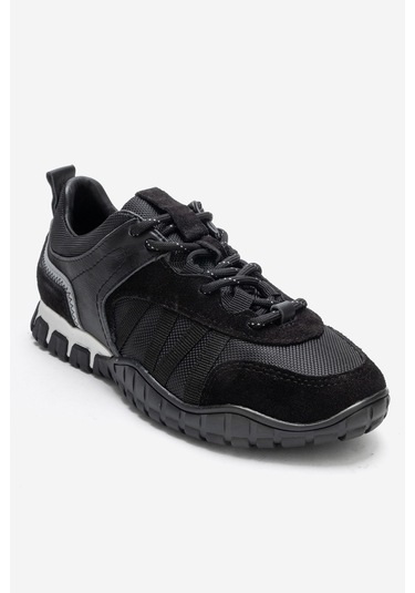 Fıera Siyah Hakiki Deri Fileli Kadın Günlük Sneaker Siyah