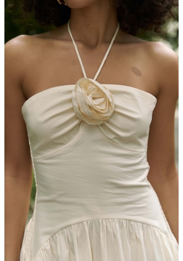 Elisa Gül Detay Sarı Uzun Elbise sarı