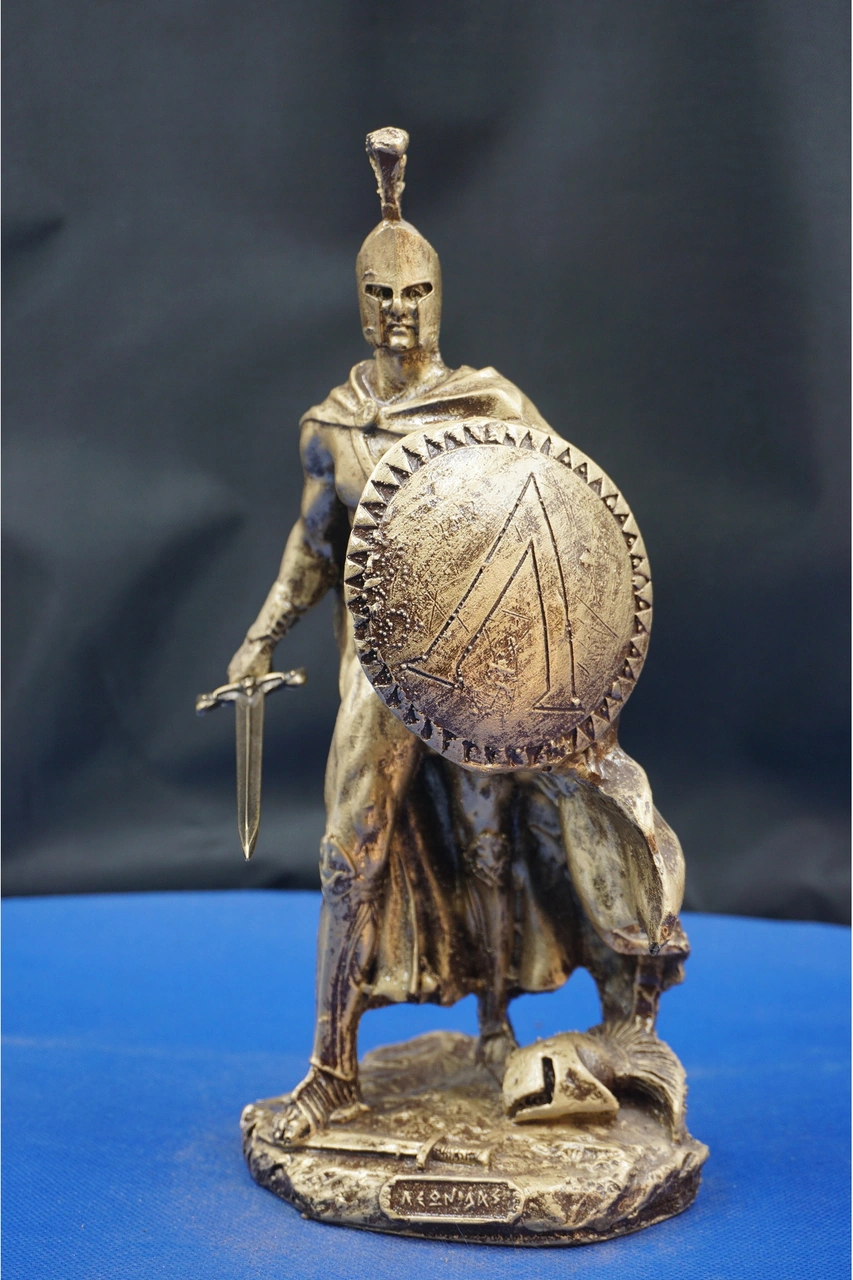 Antik Yunan Mitolojisi Leonidas Heykel Biblo Güç Ve Cesareti Yansıtan Dekoratif Aksesuar 25 Cm Altın