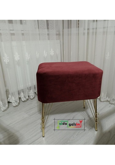 Ultra Lüks Metal Ayak Alda Parrot Puf Gold Bordo